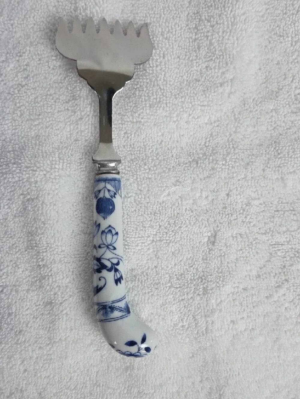 Blue Floral Ceramic Handle Pasta Server